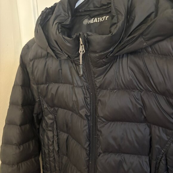 Flattering Fitted Black Puffer Jacket Lightweight Hooded Insulated Size S - Picture 7 of 13